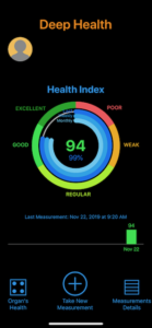 Health Score Displayed in the Deep Health® Device App Along with the Historical Trend